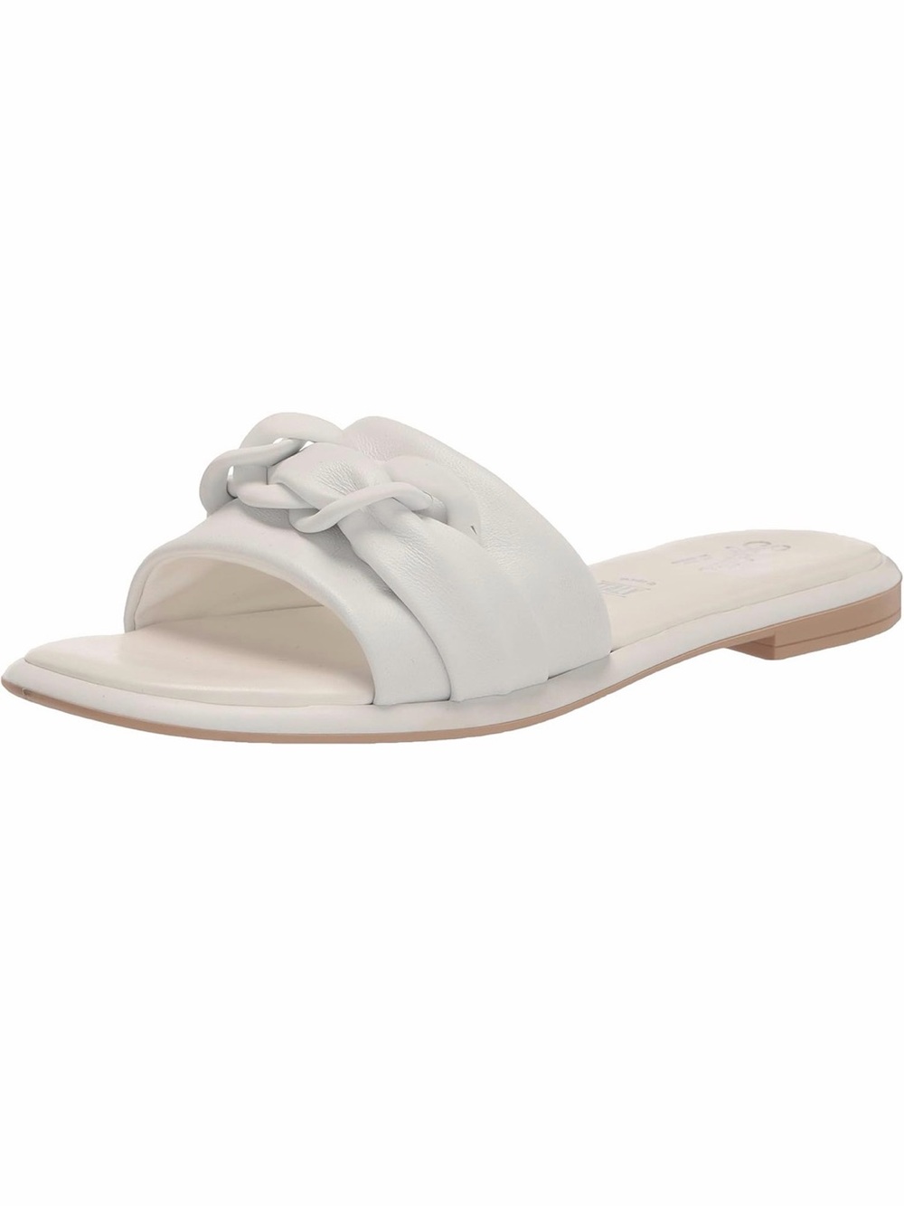 Seychelles White Padded Slide Sandals with Chain Accent